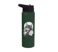 Chat Maine Coon avec des fleurs de Magnolia Stainless Steel Insulated Water Bottle
