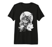 Chat Maine Coon avec des Fleurs de Magnolia T-Shirt Haut de Gamme