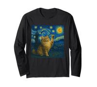 Chat Maine Coon Nuit étoilée Van Gogh - Cadeau pour Maman Manche Longue