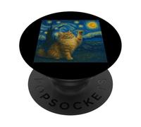Chat Maine Coon Nuit étoilée Van Gogh - Cadeau pour Maman PopSockets PopGrip Adhésif