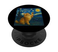 Chat Maine Coon Nuit étoilée Van Gogh - Cadeau pour Maman PopSockets PopGrip Adhésif
