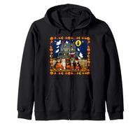 Chat Maison hantée Trick Or Treat Cute Witch Mummy Ghost Sweat à Capuche