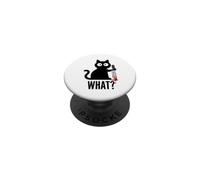 Chat maléfique avec What? Humour Sarcastique pour Bureau PopSockets PopGrip Adhésif