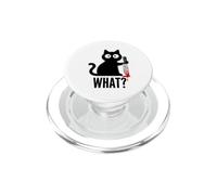 Chat maléfique avec What? Humour Sarcastique pour Bureau PopSockets PopGrip pour MagSafe