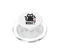 Chat maléfique avec What? Humour Sarcastique pour Bureau PopSockets PopGrip pour MagSafe
