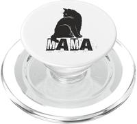 Chat Maman Chat Noir Silhouette Minimale PopSockets PopGrip pour MagSafe