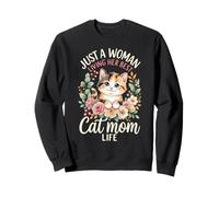 Chat Maman Vie Mignon Calico Chaton Floral Feline Lover Femme Sweatshirt