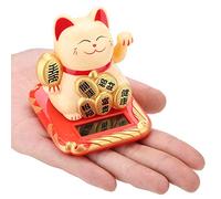 Chat Maneki Neko,Chat Chanceux Fortune, Statuette Chats Japonais Porte Bonheur,Bras Agitant Bonne Chance pour Maison et Voiture - Décor à Énergie Solaire, 2,48 Pouces (Or)