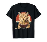 Chat mangeant des nouilles ramen Mount Fuji Cat Ramen Bowl Lover T-Shirt