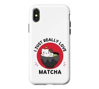 Chat Matcha Kawaii avec Inscription « I Just Really Love » Coque pour iPhone X/XS