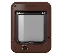 Chat Mate Chatière rotative verrouillable 4 positions (358) - Porte polyvalente pour chats de petite à moyenne taille, pour vitrage simple/multiple, PVC, mur et bois, brun