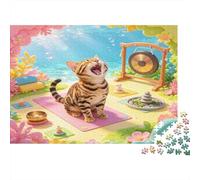 Chat Méditatif Jardin Puzzle 1000 Pièces Papier pour Adultes Relaxation Concentration Jeu en Famille Bienfait Décoratif nan