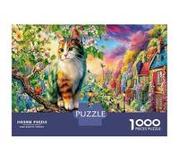 Chat Mignon 1000 Pièce Ville Rues Papier Écologique Puzzle Premium pour Adultes Décompression du Jeu Éducatif Décoration Murale Cadeaux Le 70x50cm/1000pcs