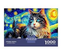 Chat Mignon 1000 Pièces Amateurs De Puzzleschat Van Gogh pour Adultes Moderne Jeu Premium avec Défis Paysagedes QuatreSaisons 52x38cm/1000pcs