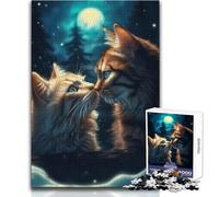 Chat Mignon Amoureux - Puzzle de 1000 pièces - Jeu d'apprentissage pour développer sa motricité Fine pour des Moments de Bonheur - Dimensions:38x52cm