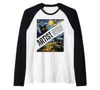 Chat Mignon Artiste drôle Animal Van Gogh Nuit étoilée Art Adolescents Manche Raglan