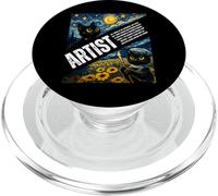 Chat Mignon Artiste drôle Animal Van Gogh Nuit étoilée Art Adolescents PopSockets PopGrip pour MagSafe