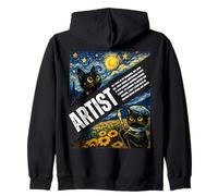 Chat Mignon Artiste drôle Animal Van Gogh Nuit étoilée Art Adolescents Sweat à Capuche