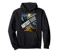 Chat Mignon Artiste drôle Animal Van Gogh Nuit étoilée Art Adolescents Sweat à Capuche