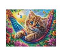 Chat Mignon au ruisseau 500 Pieces Casse-tête Expert Confirmé en Carton sans Déformation Chaton dans Un hamac Parmi Les Fleurs Très Difficile Niveau Expert Jeu De Société Collection Cadeau Premium 50