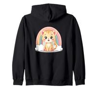 Chat Mignon avec Arc-en-Ciel et Nuages - Adorable Style Kawaii Sweat à Capuche