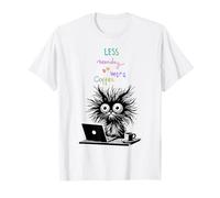 Chat mignon avec café au bureau déteste lundi drôle T-Shirt