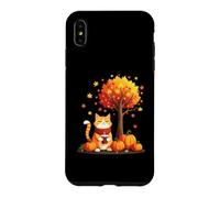 Chat Mignon avec café glacé Parmi Les Feuilles d'automne Chaton d'automne Coque pour iPhone XS Max
