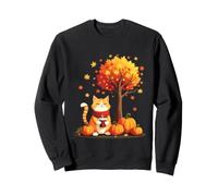 Chat Mignon avec café glacé Parmi Les Feuilles d'automne Chaton d'automne Sweatshirt