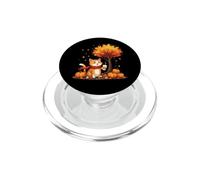Chat Mignon avec café glacé sous l'arbre d'automne Hello Autumn Cat PopSockets PopGrip pour MagSafe