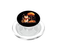 Chat Mignon avec café glacé sous l'arbre d'automne Hello Autumn Cat PopSockets PopGrip pour MagSafe