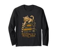 Chat Mignon avec des Livres - Une Nouvelle idée pour Les Amoureux des Chats Manche Longue