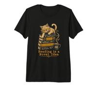 Chat Mignon avec des Livres - Une Nouvelle idée pour Les Amoureux des Chats T-Shirt Haut de Gamme