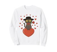 Chat Mignon avec nœud Tenant des Roses Rouges et des cœurs Sweatshirt