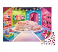Chat Mignon Boutique de Mode Puzzle 1000 Pièces Papier pour Adultes Relaxation Concentration Décor Maison Jeu en Famille 38x26cm/1000pcs