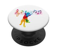 Chat Mignon coloré Jouant Une Note de Musique clé de Musique Art Musicien PopSockets PopGrip Adhésif