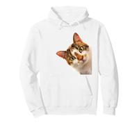 Chat Mignon Curieux de Couleur marbre avec Yeux Verts Sweat à Capuche