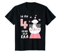 Chat mignon dans mon âge de 4 ans Kitty Fun Animal 4ème anniversaire T-Shirt