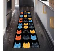 Chat Mignon Dessin Animé Tapis de Couloir Antidérapant 80 x 200 cm, Chaton Animal de Compagnie Coloré Tapis de Passage Lavable Cuisine Devant Evier Interieur Entrée pour Salon Bureau Chambre à Coucher