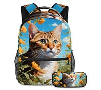 Chat mignon et fleur gardez une longueur d'avance sur le jeu avec notre ensemble de 2 cartables, sac à dos de grande capacité et trousse à crayons, parfait pour les garçons, les filles et les