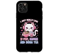 Chat Mignon I Just Really Love K-Pop Ramen et Boba Tea Coque pour iPhone 11 Pro Max