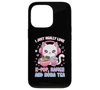 Chat Mignon I Just Really Love K-Pop Ramen et Boba Tea Coque pour iPhone 13 Pro