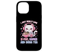 Chat Mignon I Just Really Love K-Pop Ramen et Boba Tea Coque pour iPhone 14