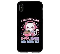 Chat Mignon I Just Really Love K-Pop Ramen et Boba Tea Coque pour iPhone XS Max