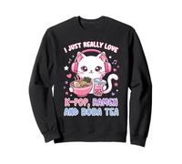 Chat Mignon I Just Really Love K-Pop Ramen et Boba Tea Sweatshirt