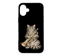 Chat Mignon Jouant de la Trompette Jazz Musicien Chaton Coque pour iPhone 16 Plus