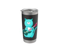 Chat mignon jouant du violon chat musicien drôle jouets pour chat batteur Gobelet isotherme en acier inoxydable double paroi