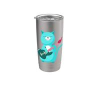 Chat mignon jouant du violon chat musicien drôle jouets pour chat batteur Gobelet isotherme en acier inoxydable double paroi