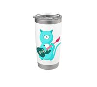 Chat mignon jouant du violon chat musicien drôle jouets pour chat batteur Gobelet isotherme en acier inoxydable double paroi