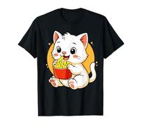 Chat Mignon Mangeant des Frites drôle Kawaii Animal Food Lover T-Shirt