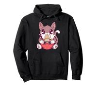 Chat Mignon Mangeant des Ramen Style Anime Kawaii Sweat à Capuche